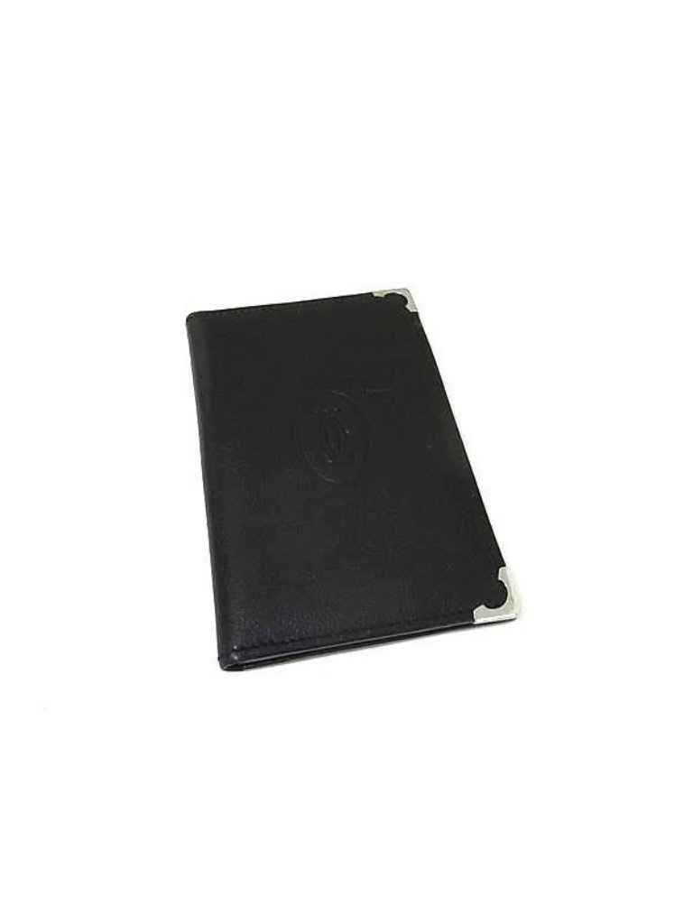 Cartier Must Have Line Leather Card Case Holder Business Black
